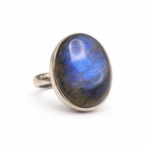 S925 Oval Labradorite Adjustable Ring
